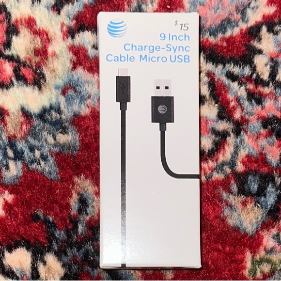 AT&T Black 9 Inch Charge-Sync Cable Micro USB - Picture 1 of 2